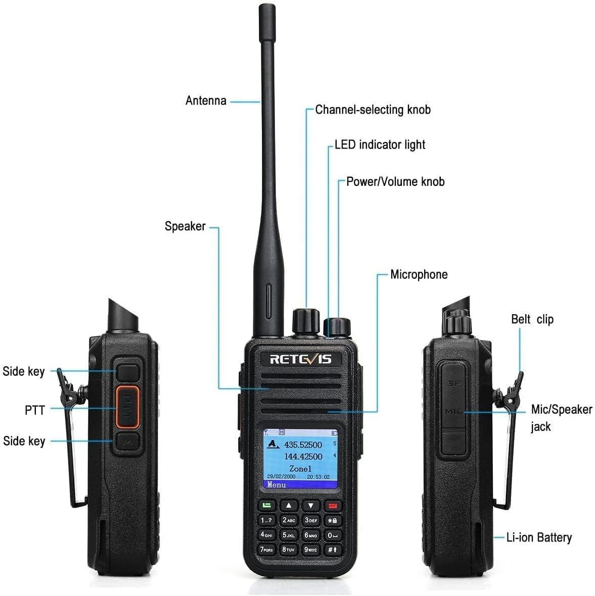 Retevis RT95 Mini Mobilgerät Dualband Amateurfunk Ham Radio 200 Kanäle 5W/15W/25W DTMF 5Tone Walkie Talkie Auto-Transceiver (Schwarz)